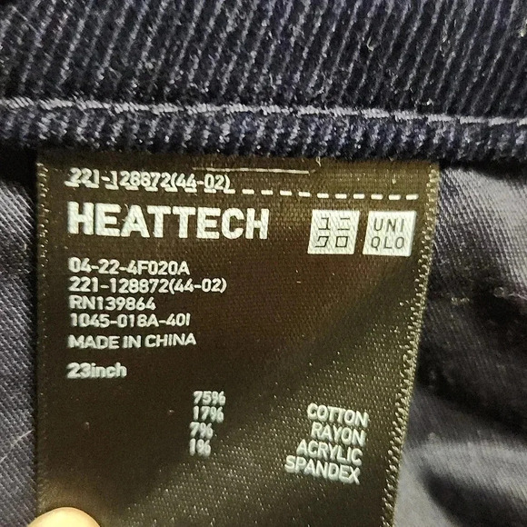 Uniqlo Heattech Navy Blue Corduroy Skinny Straight Pants - Picture 4 of 6